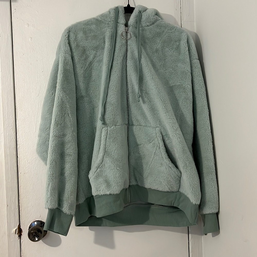 Green zip up sweater by Wild Fable